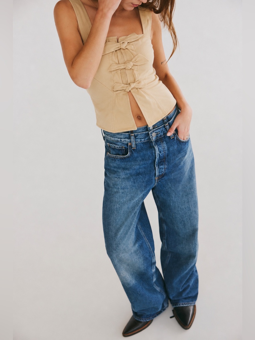 L'Academie The Lana Tie Front Corset Top XXS